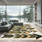 Rustic Geometric Arrow Composition Rug