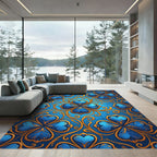 Royal Blue Filigree Clover Medallion Rug