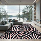 Blush Pink Abstract Zebra Animal Stripe Rug