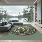 Sage Floral Art Nouveau Medallion Rug