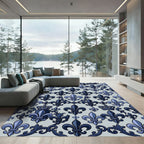 Royal Blue Fleur de Lis Crown Rug