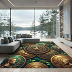 Antique Golden Roman Coin Medallion Rug