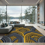 Golden Yellow Archway Mandala Rug
