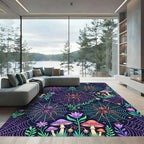 Whimsical Purple Spider Web Forest Rug