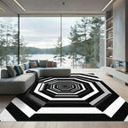 Monochrome Geometric Infinite Octagon Tunnel Rug