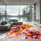 Vibrant Watercolor Floral Splatter Rug