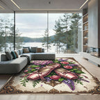 Vintage Pink Ballet Slipper Floral Bouquet Rug