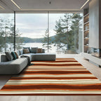 Earthy Tones Wavy Terracotta Striped Rug