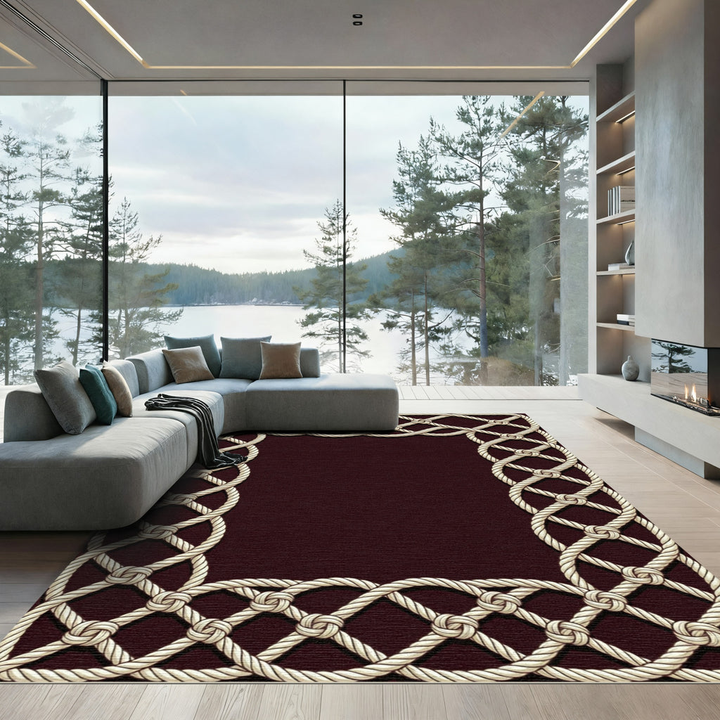 Nautical Rope Lattice Border Design Rug
