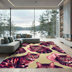 Crimson Tabby Cats Whimsical Whiskered Friends Rug