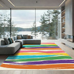 Rainbow Brush Stroke Abstract Rug