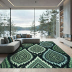 Emerald Green Vintage Ikat Floral Rug