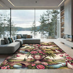 Vintage Pink Floral Landscape Vases Rug