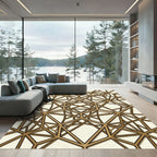 Golden Interlocking Geometric Net Rug