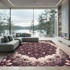 Ornate Dusty Rose Floral Mandala Rug