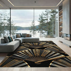 Black Gold Art Deco Fan Rug