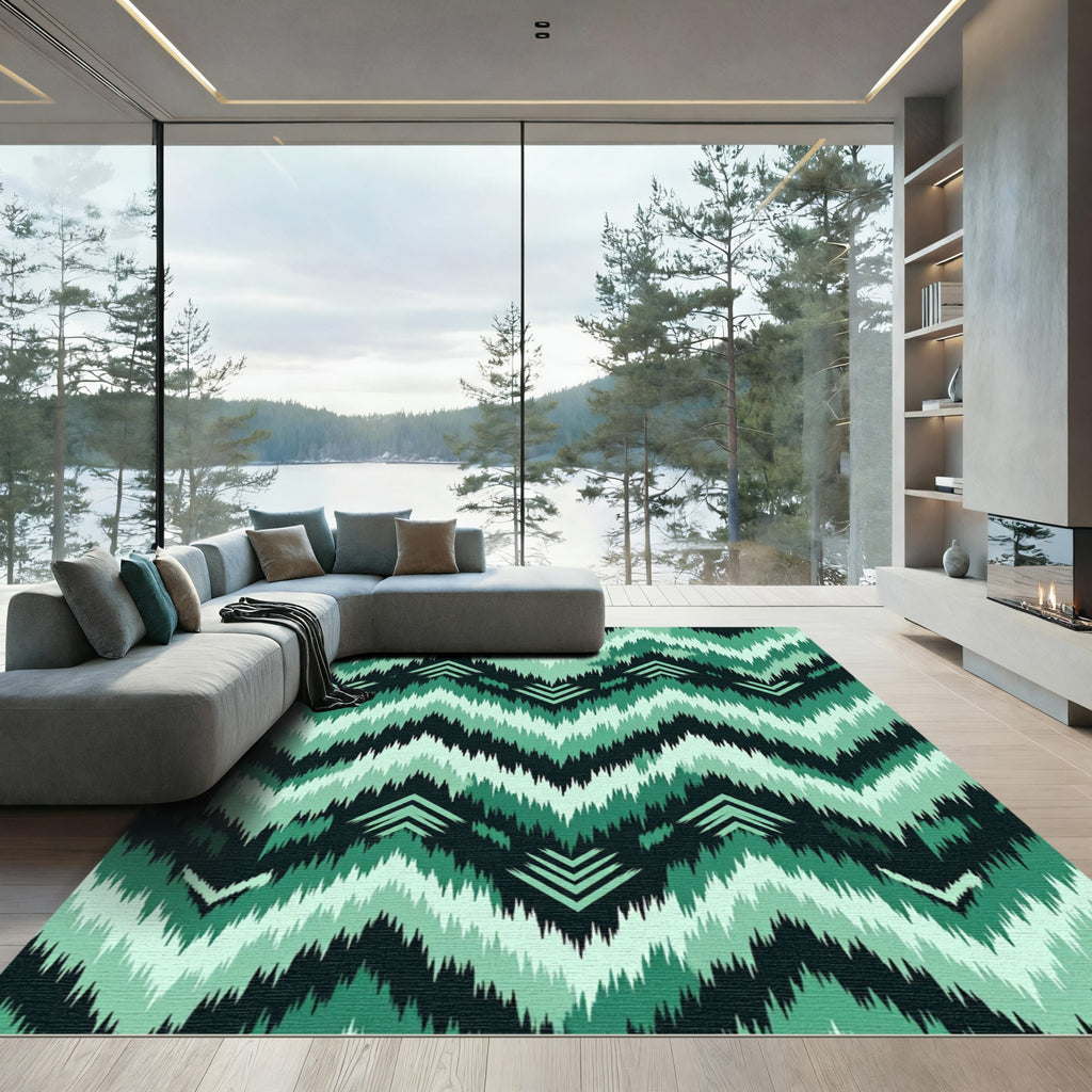 Shades of Teal Chevron Zigzag Rug