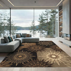 Golden Starburst Medallion Geometric Arrangement Rug