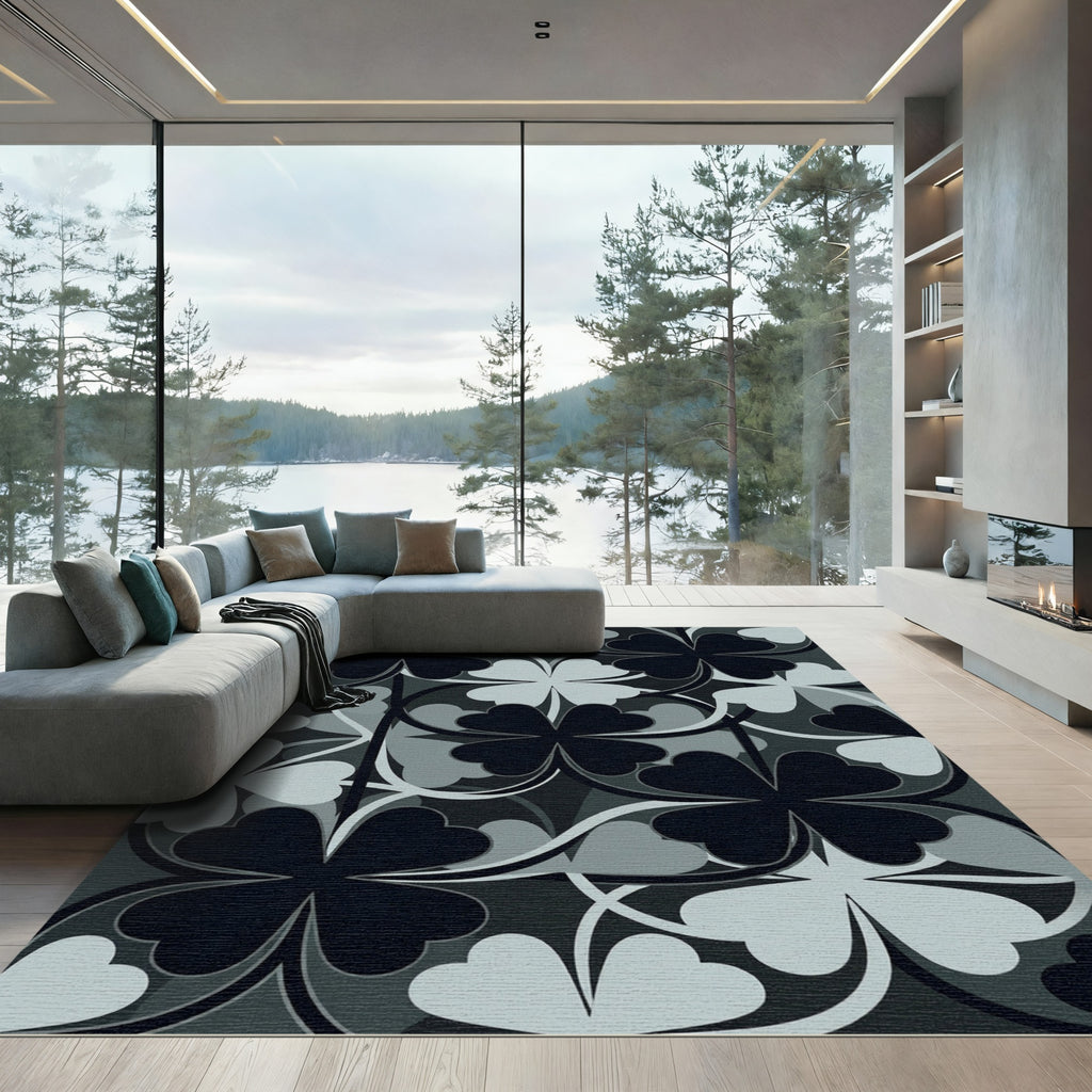 Monochromatic Clover Arch Pattern Rug