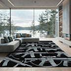 Monochrome Tactical Firearm Silhouette Arrangement Rug