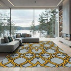 Ornate Gold Lattice Arabesque Rug
