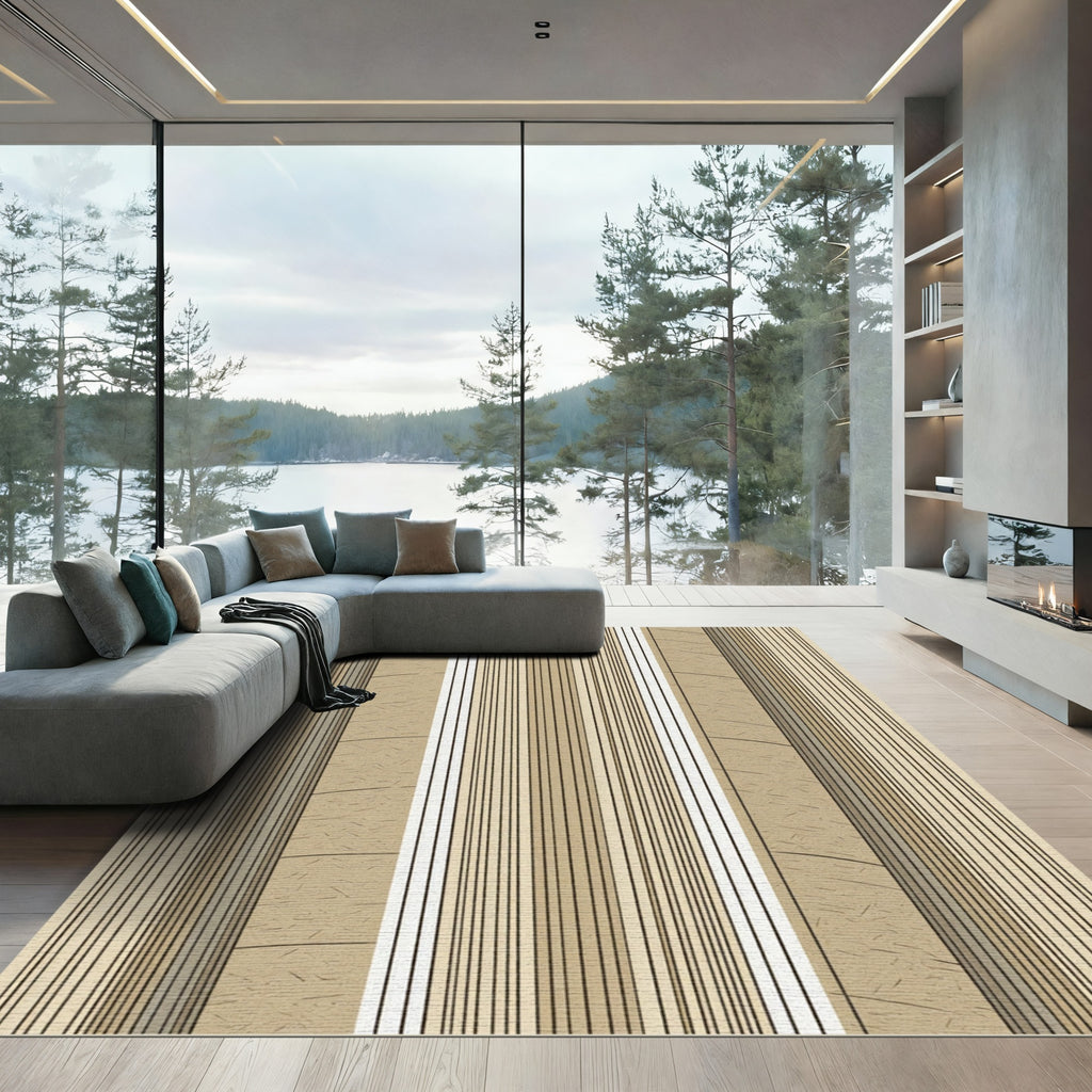 Earthy Vertical Stripe Texture Rug