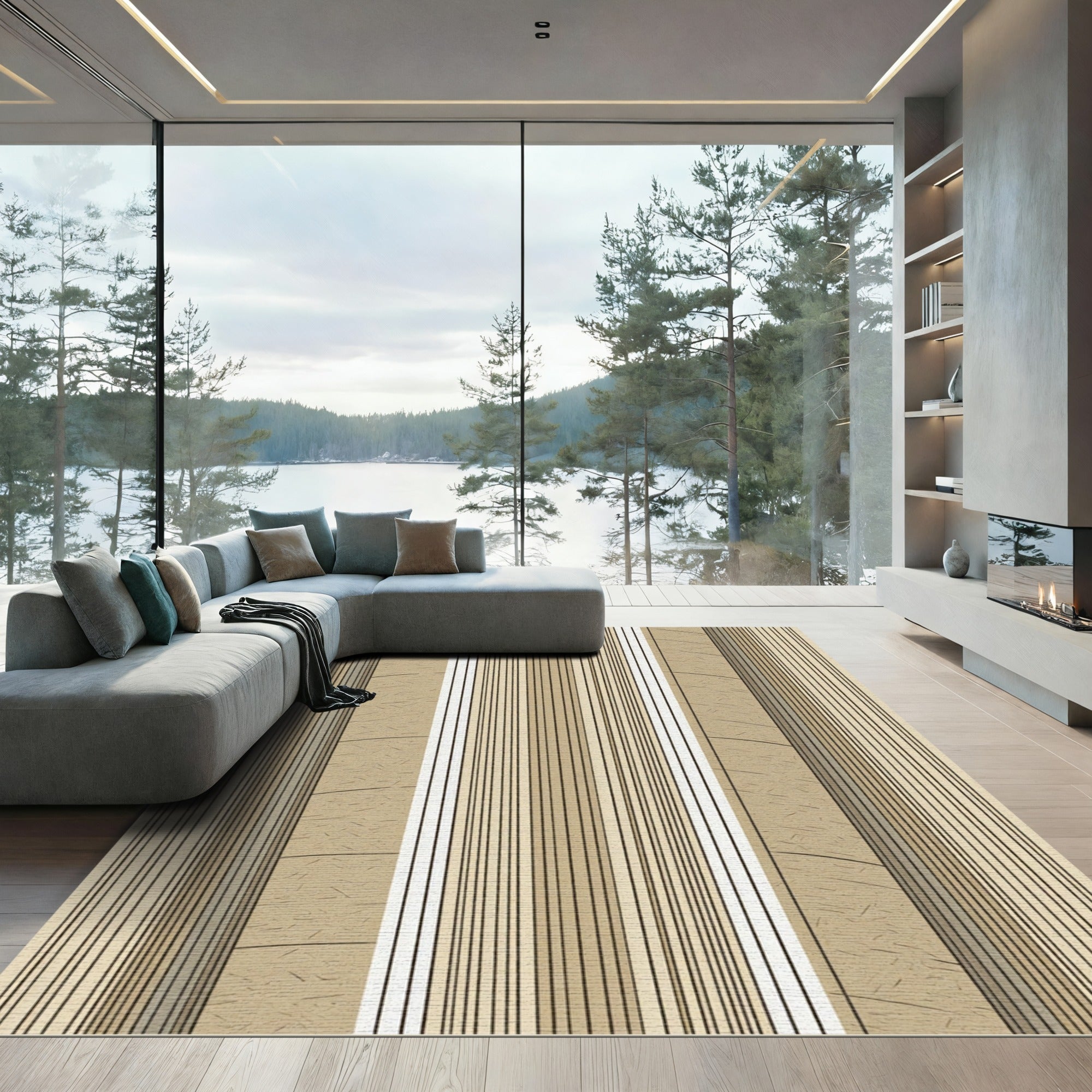 Earthy Vertical Stripe Texture Rug