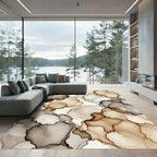 Neutral Ethereal Marble Ink Flow Rug