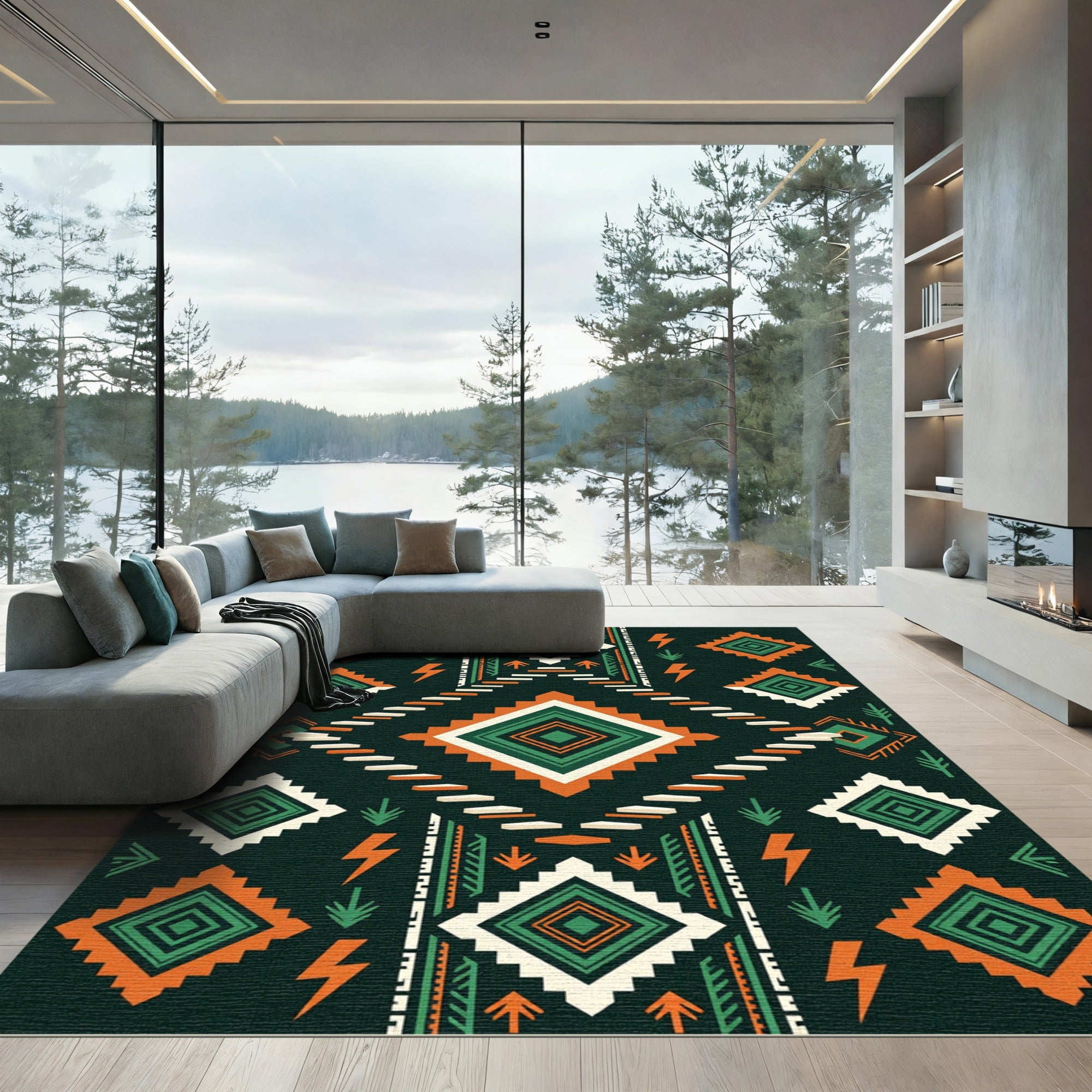 Geometric Southwest Diamond Earth Tone Rug