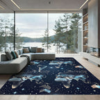 Cosmic Stardust World Map Globes Rug