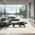 Majestic Charcoal Lion Portrait Illustration Rug