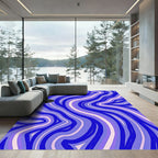 Vivid Blue Purple Wavy Stripes Rug
