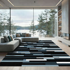 Modern Blue Gray Horizontal Stripe Rug