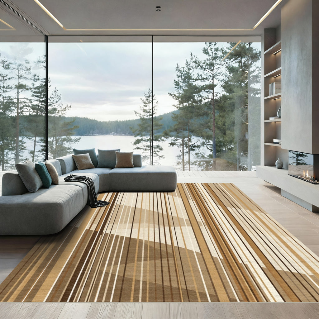 Neutral Tone Vertical Stripe Composition Rug