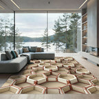 Modern Metallic Geometric Honeycomb Hexagon Rug