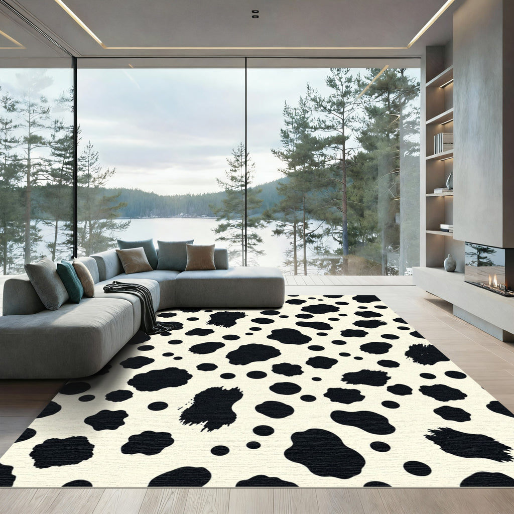 Black and White Spotted Animal Skin Rug