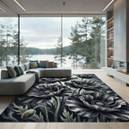 Monochromatic Poppy Floral Cluster Rug