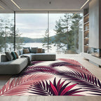 Plum Pink Palm Frond Tropical Vista Rug
