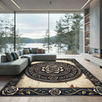 Vintage Gold Ornate Rose Medallion Rug