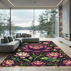 Ornate Pink Lotus Mandala Illustration Rug