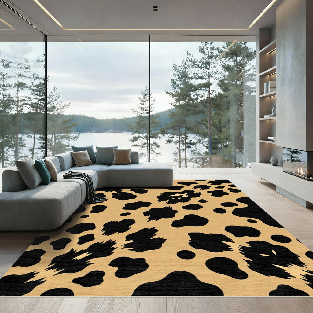Bold Black And Tan Spots Rug