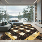 Neutral Textured Brown Plaid Checkered Rug