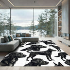 Elegant Black Labradors Illustration Art Rug