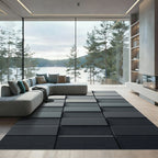 Modern Gray Stacked Brick Rectangle Rug