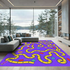 Playful Purple Yellow Maze Road Rug
