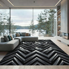 Monochrome Mountainous Chevron Composition Rug