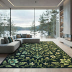 Elegant Green Botanical Floral Medallion Rug