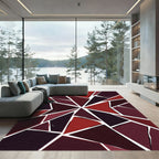 Geometric Crimson Shattered Glass Rug