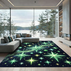 Emerald Starburst Nebula Night Sky Rug