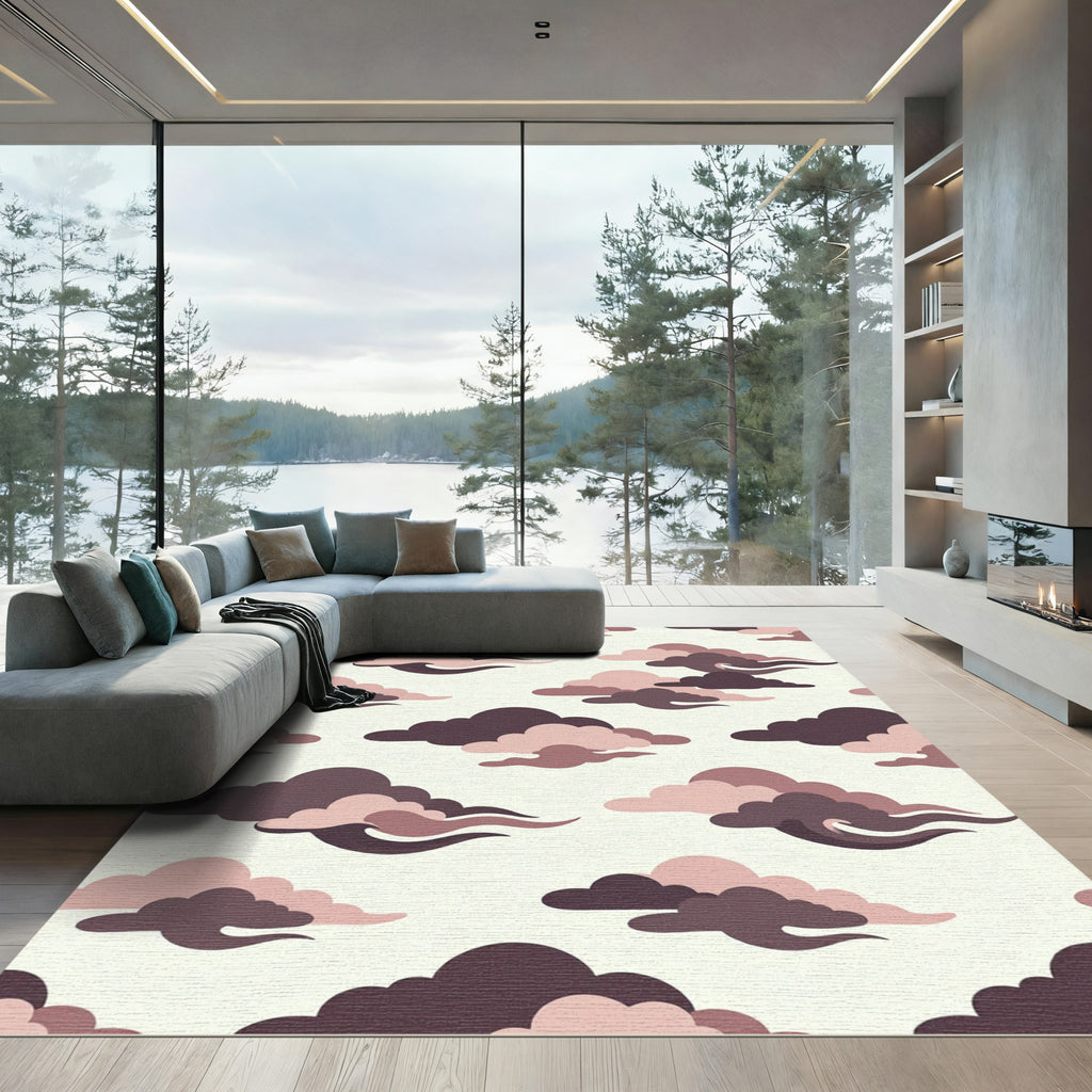 Muted Mauve Japanese Cloud Abstract Rug